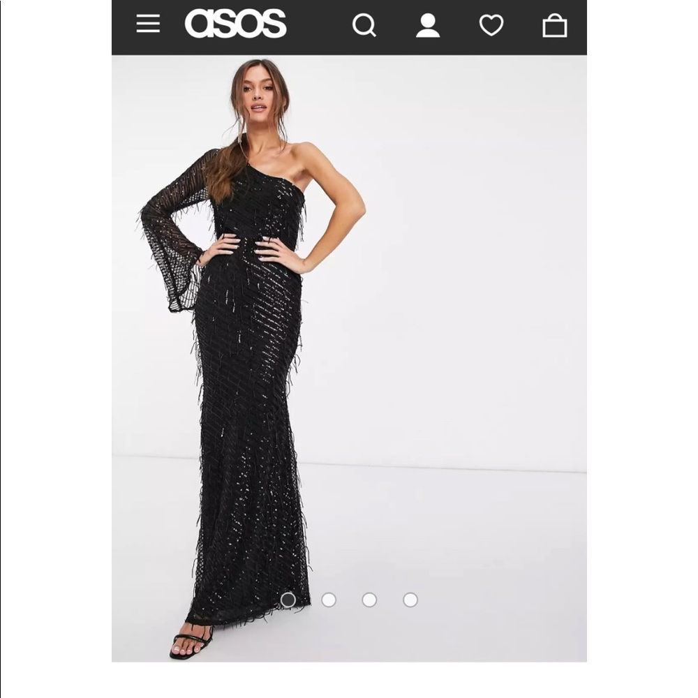 One a Shoulder fringe sequin gown!
